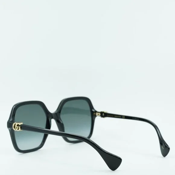 💯 NEW GUCCI GG1072SA 001 SHINY BLACK GREY GRADIENT SQUARE SUNGLASSES - Picture 7 of 11